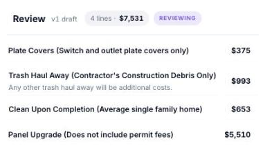 The AI estimator: reviewing a priced draft. Test record.